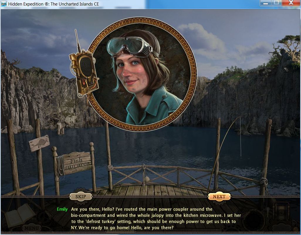 Hidden Expedition: The Uncharted Islands (Collector's Edition) (Windows) screenshot: Main game: windowed mode<br>This is the end of the game. After this scene there's a bit more dialogue and then the bonus chapter is unlocked and can be played