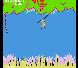Jungle Hunt (Arcade) screenshot: Hold on tight!