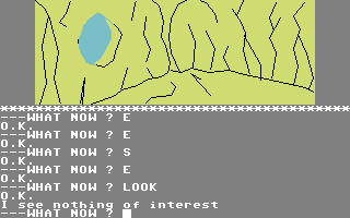 Feasibility Experiment (Commodore 64) screenshot: Inside a hut.