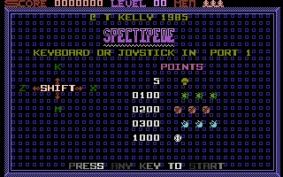 Spectipede (Commodore 16, Plus/4) screenshot: Title Screen.