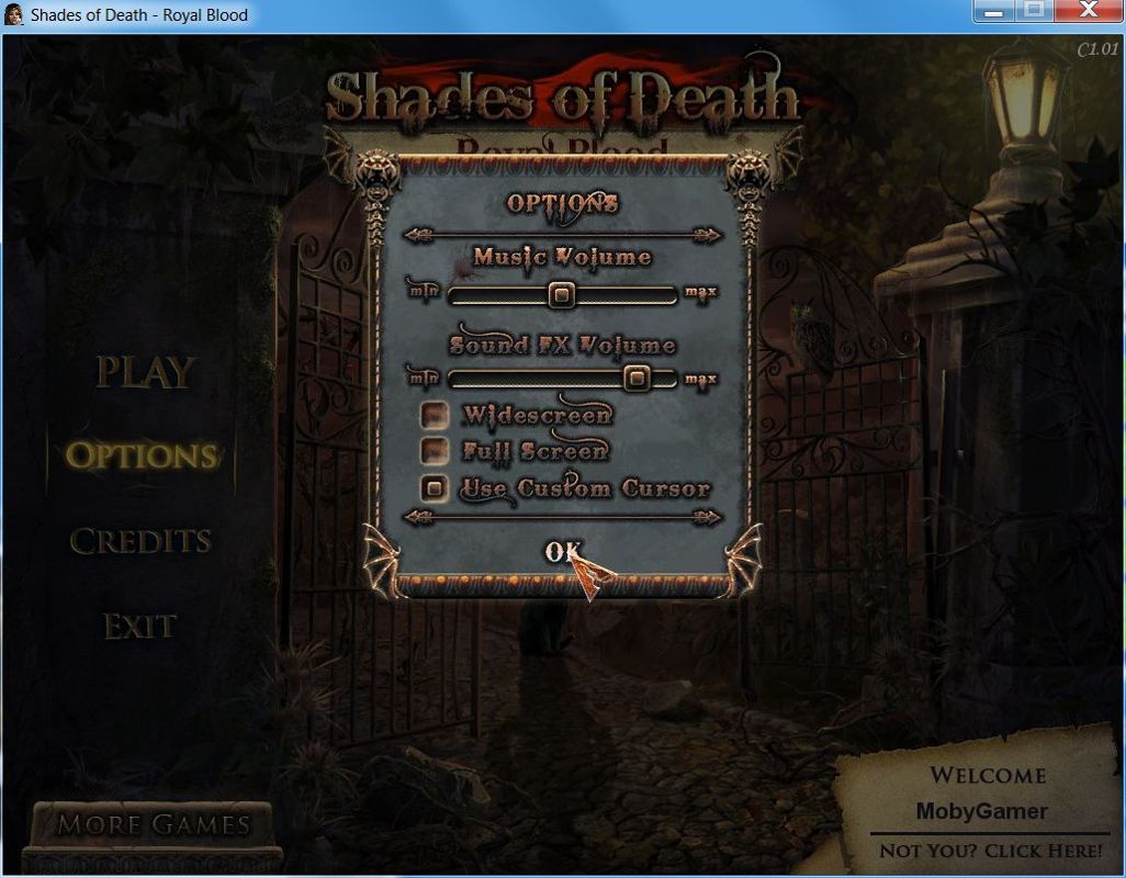 Shades of Death: Royal Blood (Windows) screenshot: The game's configuration options. It can be played in full screen mode or in window mode as is the case with this screenshot