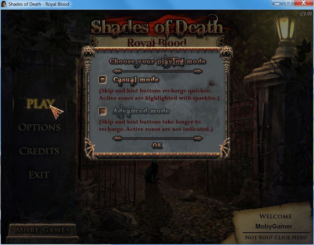 Shades of Death: Royal Blood (Windows) screenshot: At the start of the game the player has to select their preferred game mode