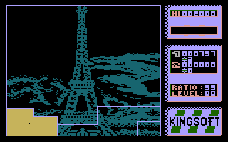 Maniax (Commodore 16, Plus/4) screenshot: Completed a level.