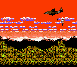 Metal Gear (NES) screenshot: Intro: Solid Snake parachutes
