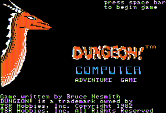 Dungeon! Computer Adventure Game (Apple II) screenshot: Title Screen