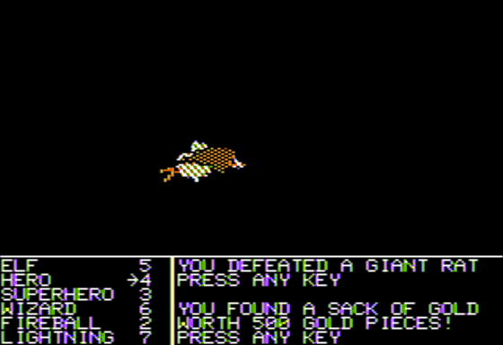 Dungeon! Computer Adventure Game (Apple II) screenshot: Treasure Obtained