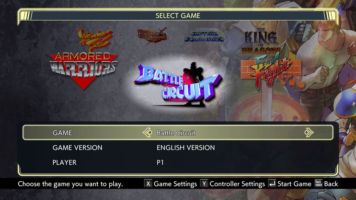 Capcom Beat 'Em Up Bundle (Windows) screenshot: Game selection