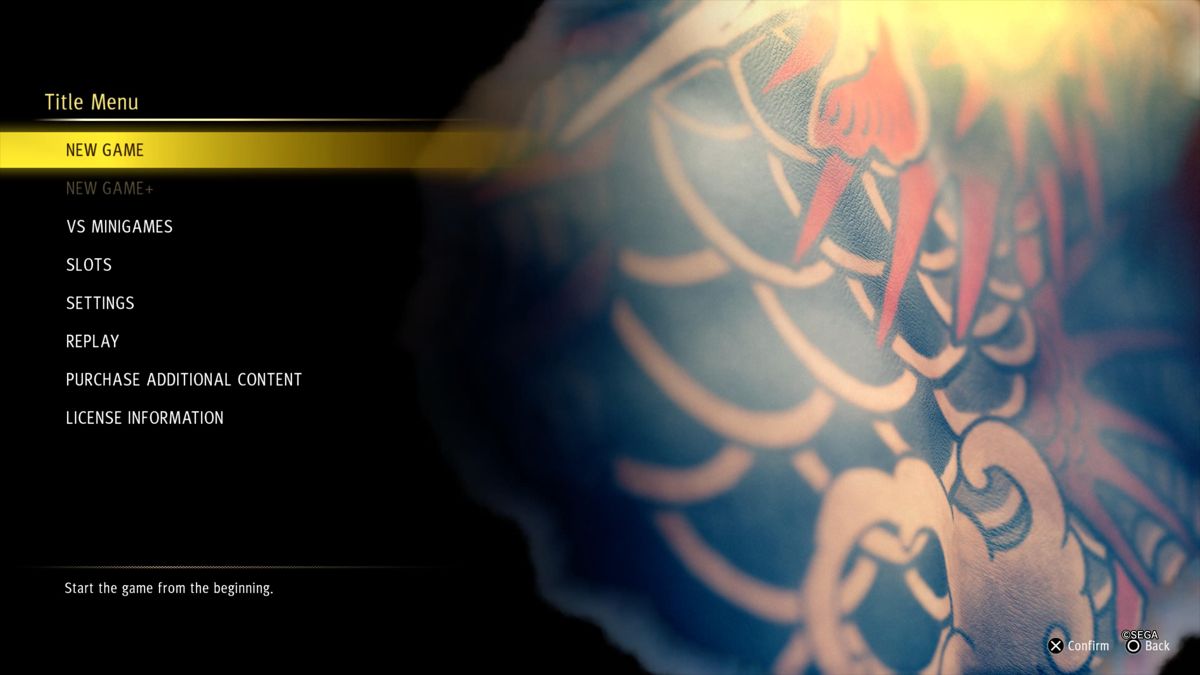 Yakuza: Like a Dragon (PlayStation 5) screenshot: Main menu