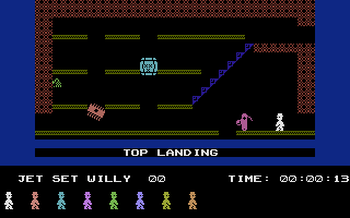 Jet Set Willy (Commodore 16, Plus/4) screenshot: Top landing.