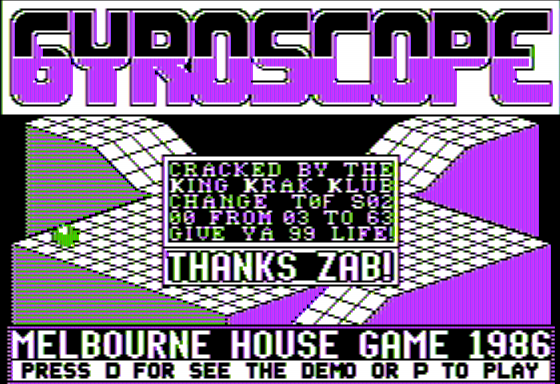 Gyroscope (Apple II) screenshot: Title Screen