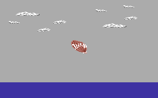 Trans-Atlantic Balloon Challenge: The Game (Commodore 64) screenshot: Lost the race.