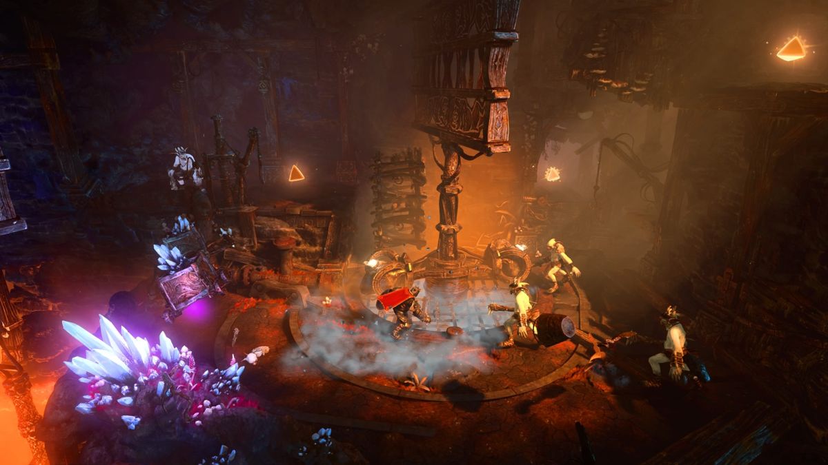 Trine 3: The Artifacts of Power (PlayStation 4) screenshot: Pontius versus goblins