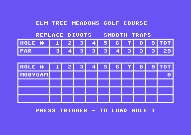 Maxi Golf (Commodore 64) screenshot: Score Card