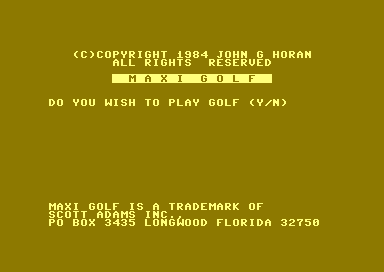 Maxi Golf (Commodore 64) screenshot: Title Screen