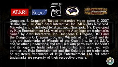 Dungeons & Dragons Tactics (PSP) screenshot: Legal screen