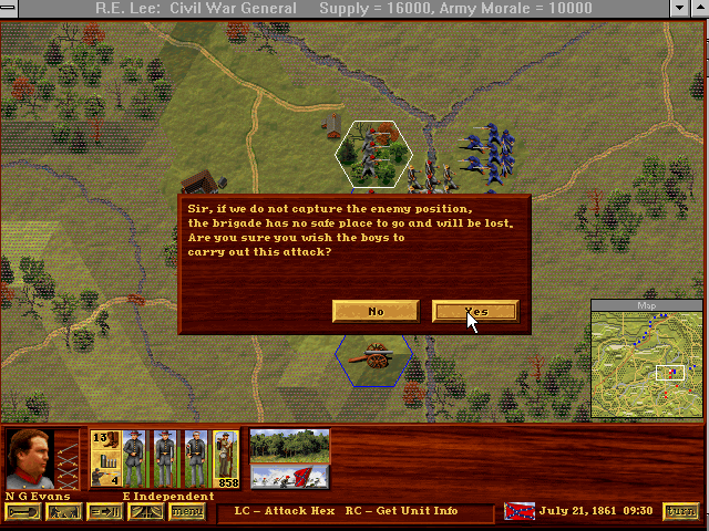 Robert E. Lee: Civil War General (Windows 16-bit) screenshot: Some unit info.