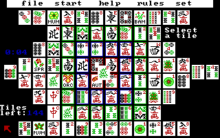 Shanghai (DOS) screenshot: Starting a game (Tandy/PCjr)