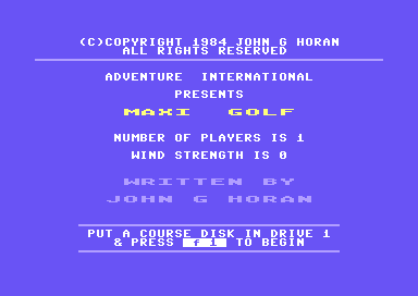 Maxi Golf (Commodore 64) screenshot: Main Menu