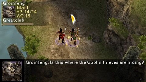 Dungeons & Dragons Tactics (PSP) screenshot: Characters talking