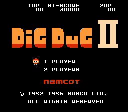 Dig Dug II: Trouble in Paradise (NES) screenshot: Japan Title screen