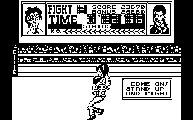 Frank Bruno's Boxing (DOS) screenshot: Defeated by Fling Long Chop