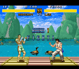 Fighter's History (SNES) screenshot: Round one begins