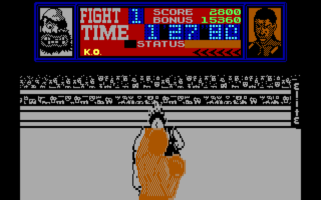 Frank Bruno's Boxing (DOS) screenshot: Crusher gets a new dental plan (Amstrad)