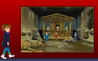 Eagle Eye Mysteries in London (DOS) screenshot: An exhibit at the British Museum.