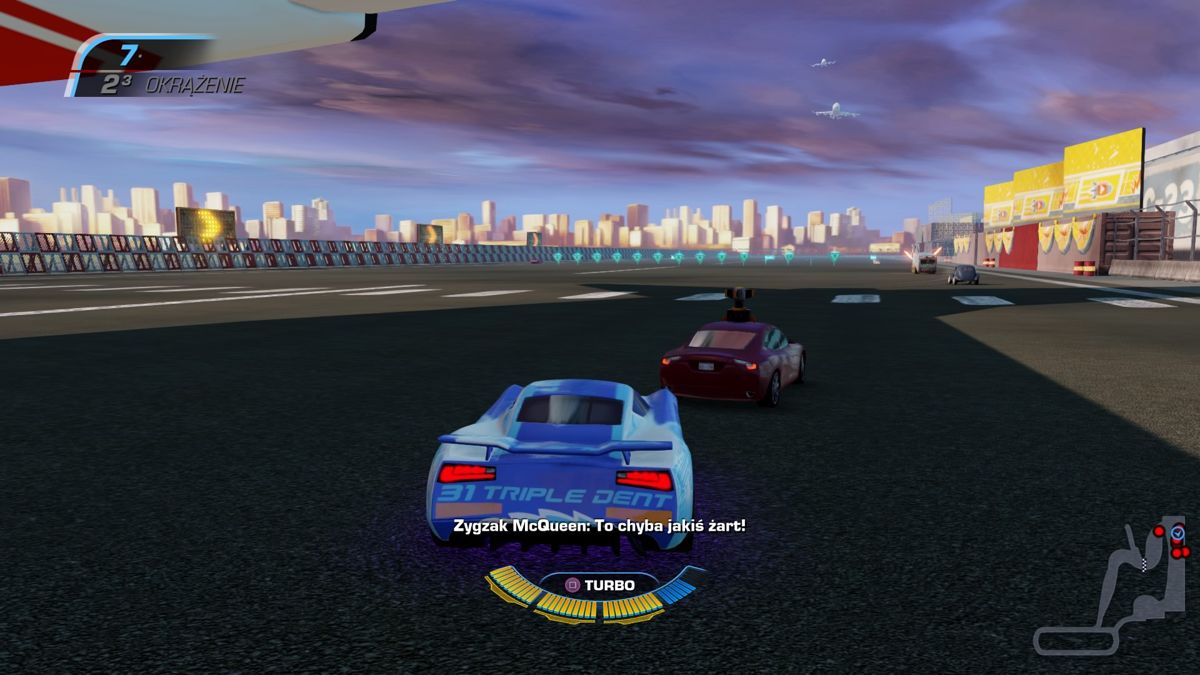Disney•Pixar Cars 3: Driven to Win (PlayStation 4) screenshot: Chase fot a weapon