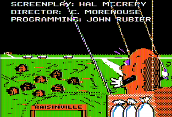 The California Raisins (Apple II) screenshot: Starting Via Hot Air Balloon