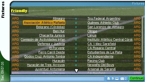 Championship Manager (PSP) screenshot: Overview of the upcoming friendlies