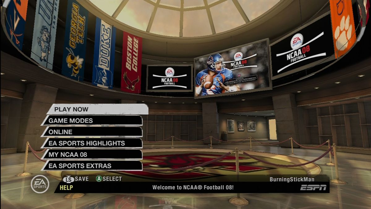 NCAA Football 08 (Xbox 360) screenshot: Title screen.