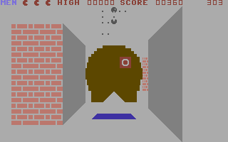 3-D Glooper (Commodore 64) screenshot: Run away, run away.