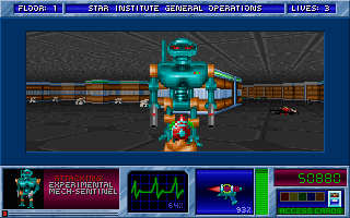 Blake Stone: Aliens of Gold (DOS) screenshot: Experimental mech sentinel