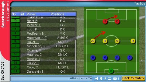 Championship Manager 2006 (PSP) screenshot: Determining a strategy.