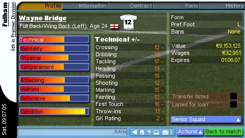 Championship Manager 2006 (PSP) screenshot: Player details