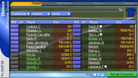 Championship Manager 2006 (PSP) screenshot: Squad details