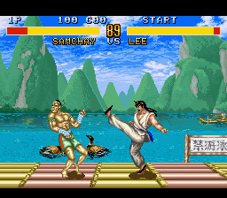 Fighter's History (SNES) screenshot: Whack!