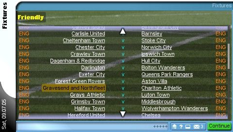Championship Manager 2006 (PSP) screenshot: Overview of upcoming friendlies