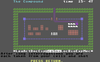 Special Operations (Commodore 64) screenshot: Captured, interrogated and shot.