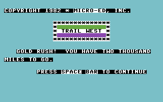 Trail West (Commodore 64) screenshot: Title Screen.