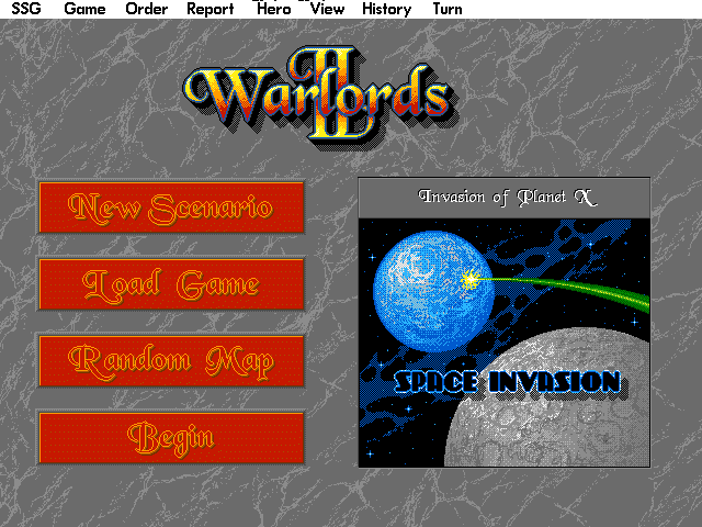 Warlords II Scenario Builder (DOS) screenshot: The Scenario Builder adds 24 new scenarios to Warlords 2.