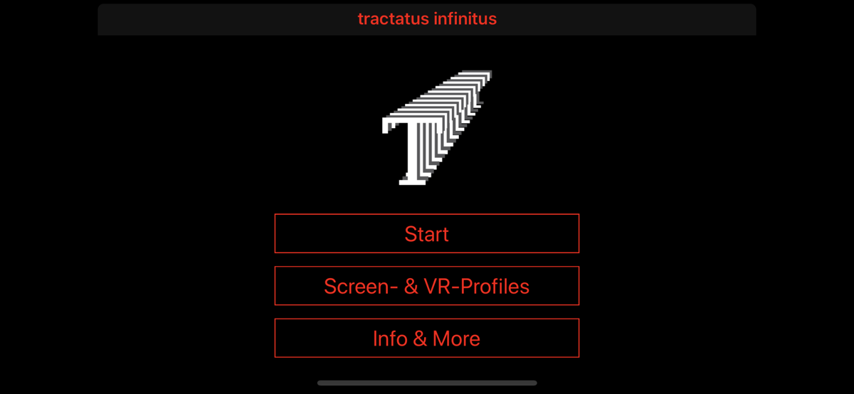 tractatus infinitus VR (iPhone) screenshot: Title Screen