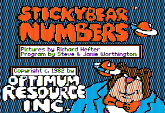 Stickybear: Numbers (Apple II) screenshot: Title Screen