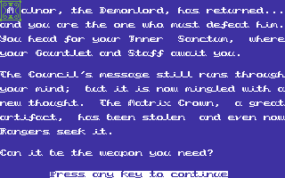 Tower of Despair (Commodore 64) screenshot: The Story.