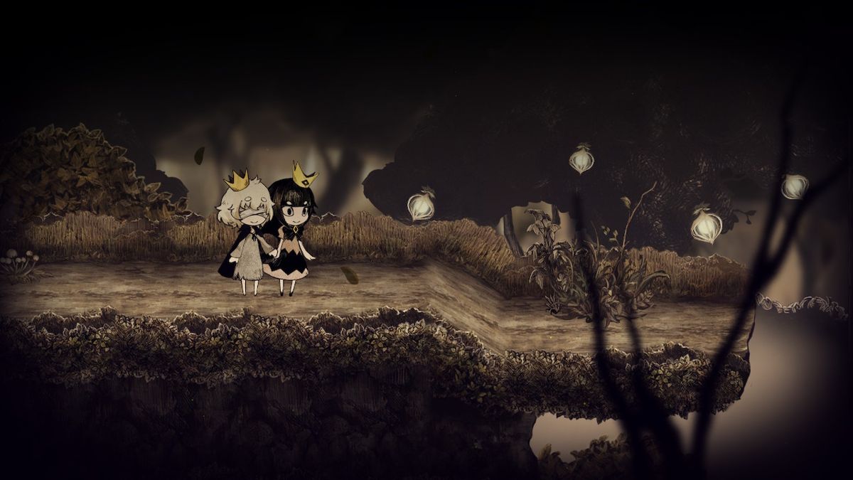 The Liar Princess and the Blind Prince (Nintendo Switch) screenshot: The two heroes smile when they hold hands.