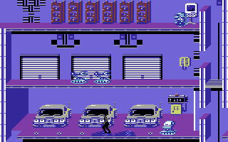 Impossible Mission II (Commodore 64) screenshot: Kaboom! Stepped on a mine left by one of Elvin's robots.