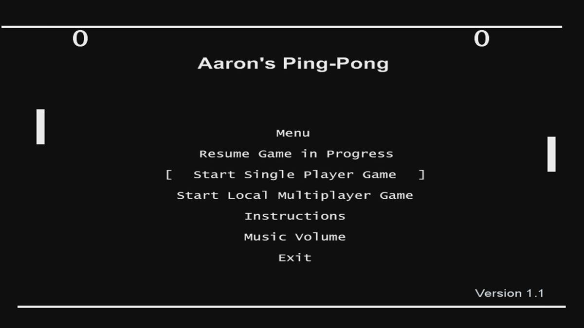 Aaron's Ping-Pong (Xbox 360) screenshot: Main menu (trial version)