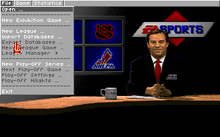 NHL Hockey (DOS) screenshot: Main menu