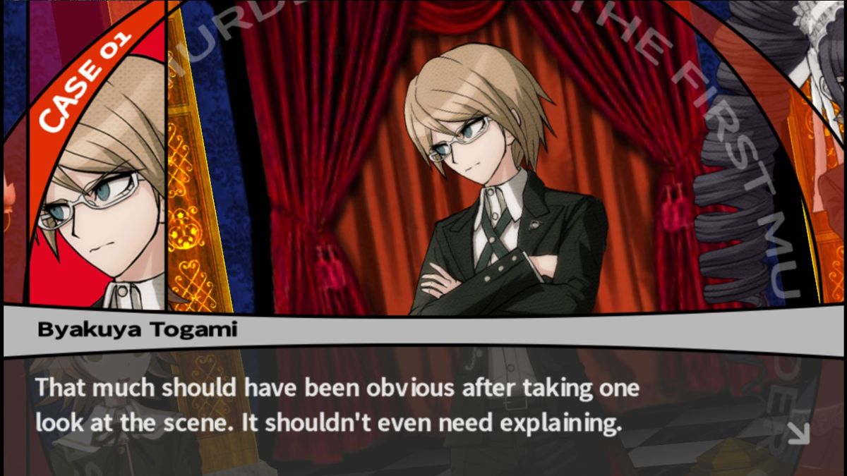 Danganronpa: Trigger Happy Havoc (Windows) screenshot: Dialogue during the trial